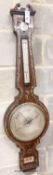 A Victorian mother of pearl inlaid rosewood barometer, height 110cm