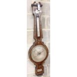 A Victorian mother of pearl inlaid rosewood barometer, height 110cm