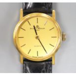 A lady's 18ct Baume & Mercier quartz wrist watch, on associated leather strap, in Baume & Mercier