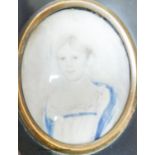 A 19th century portrait miniature of a girl, inscribed verso 'Great Grandmother Machim'