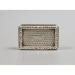 An early Victorian silver rectangular vinaigrette, Jesse Sargeant, Birmingham, 1838, 33mm.