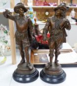 A pair of large bronzed spelter of cavaliers, 52 cm53cm