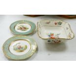 A Coalport salad bowl c.1820, 25cm and a pair of late 19th century plates