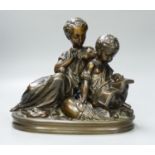 A 19th century bronze figure group of a mother and child25cm