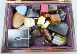 A small quantity of costume jewellery and jewellery boxes, in a mahogany work box.