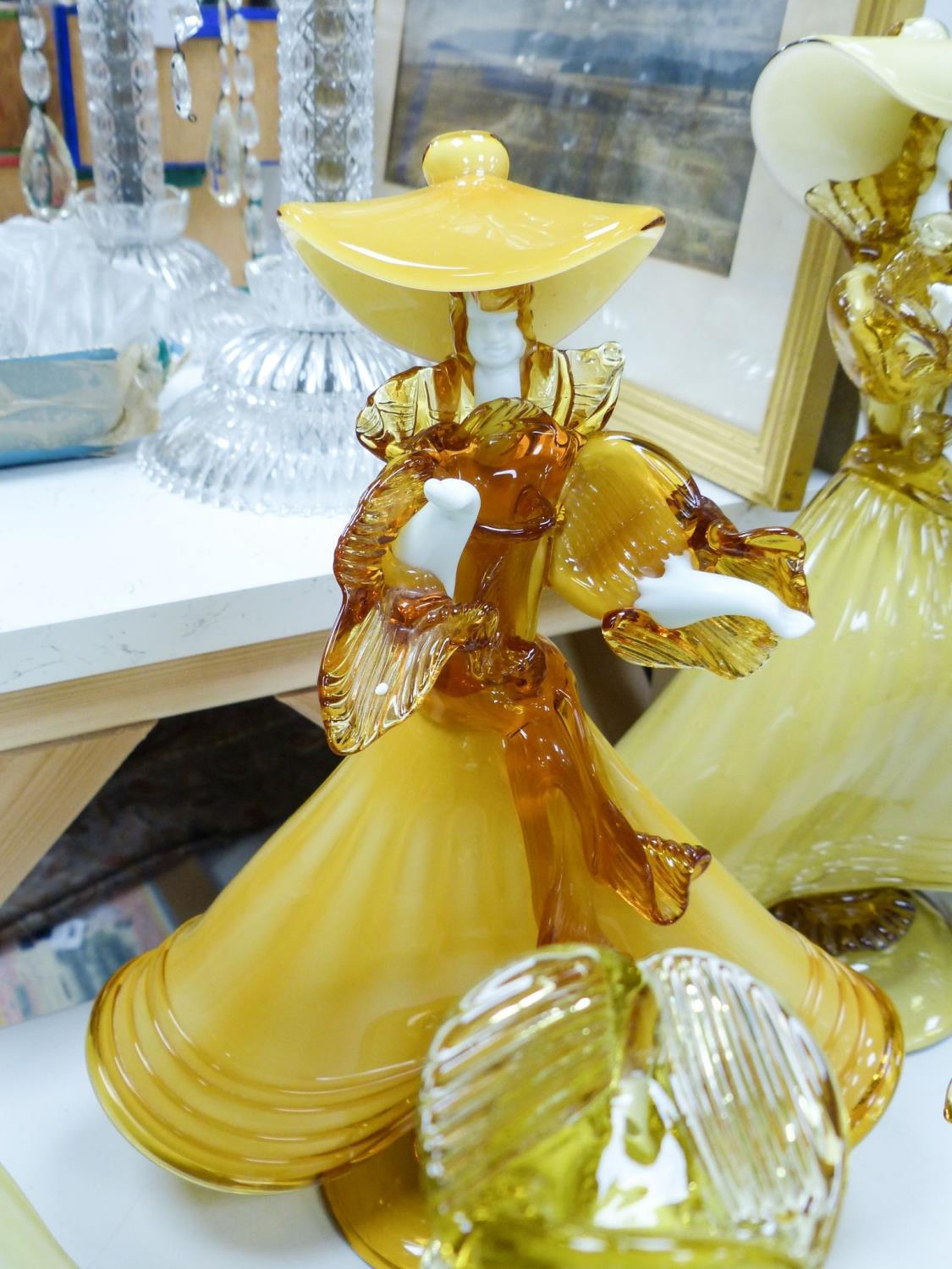 A collection of eight Murano amber glass figures, tallest 42cm - Image 8 of 9