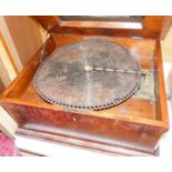 A Walnut and marquetry cased polyphon, 54cm and various 40cm discs