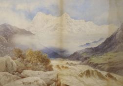 A.Strahan, watercolour, ‘Kashmir, 200 feet of unsullied snow, Nanga Parbat, 26650 from Raphael