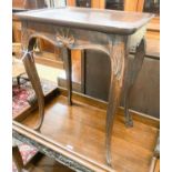 A French oak cabriole leg table, width 45cm, depth 32cm, height 59cm