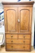 A late Victorian mahogany linen press, length 122cm, depth 55cm, height 209cm