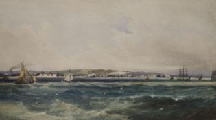 William Clarkson Stanfield RA (1793-1867), watercolour, Shipping off the coast, signed, Agnews