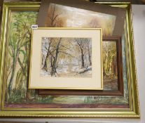 George Offord - ‘’Trees’’, and three further watercolours (4), largest 50 x 62cm.