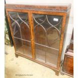 A 1920's Georgian style mahogany bookcase, width 91cm, depth 26cm, height 108cm