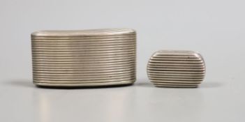 A George III reeded curved silver snuff box, Joseph Wilmore, Birmingham, 1807, 62mm and similar