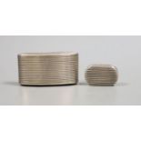A George III reeded curved silver snuff box, Joseph Wilmore, Birmingham, 1807, 62mm and similar