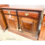 A late Victorian mahogany side cabinet, width 117cm, depth 44cm, height 96cm
