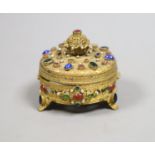 A Palais Royal gilt metal and paste mounted casket, lacking liner, 9cm