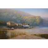 Graham Petley (b.1944)‘Low tide, Lerryn, Cornwall’Oil on canvassigned50 x 75cm.