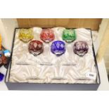 A set of six harlequin 'Chelsea Crystal' engraved hock glasses, boxed