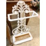 A Victorian painted cast iron stickstand, width 40cm, height 71cm