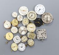 A small quantity of wrist watch movements including Baume & Mercier, Omega and Rotary.