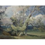 Charles Knight R.W.S.,R.O.I., (1901-1995), oil on canvas, ‘Summer Day’; Landscape with Ash tree and