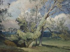 Charles Knight R.W.S.,R.O.I., (1901-1995), oil on canvas, ‘Summer Day’; Landscape with Ash tree and