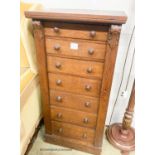 A Victorian oak Wellington chest, width 51cm, depth 35cm, height 105cm