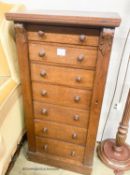 A Victorian oak Wellington chest, width 51cm, depth 35cm, height 105cm