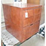 A stitched Tan leather two draw filing cabinet. W-54, D-60, H-62cm.