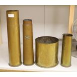 Four WWI shell cases, one marked Ypres