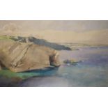 Charles Knight R.W.S; R.O.I (1901-1995), watercolour, Cliffs of Cornwall, near Trevone, signed, 44
