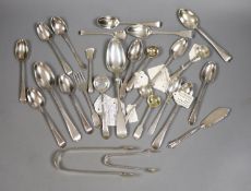 A small quantity of assorted mainly 19th century and later silver flatware including teaspoons,