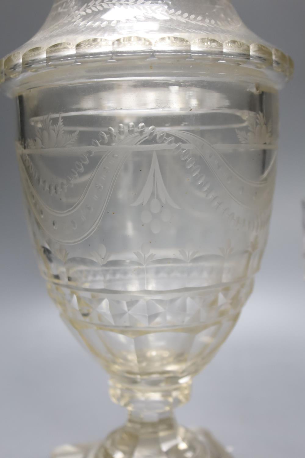 A Regency cut glass sweetmeat vase and cover and a similar rummer , tallest 30cm - Image 2 of 3