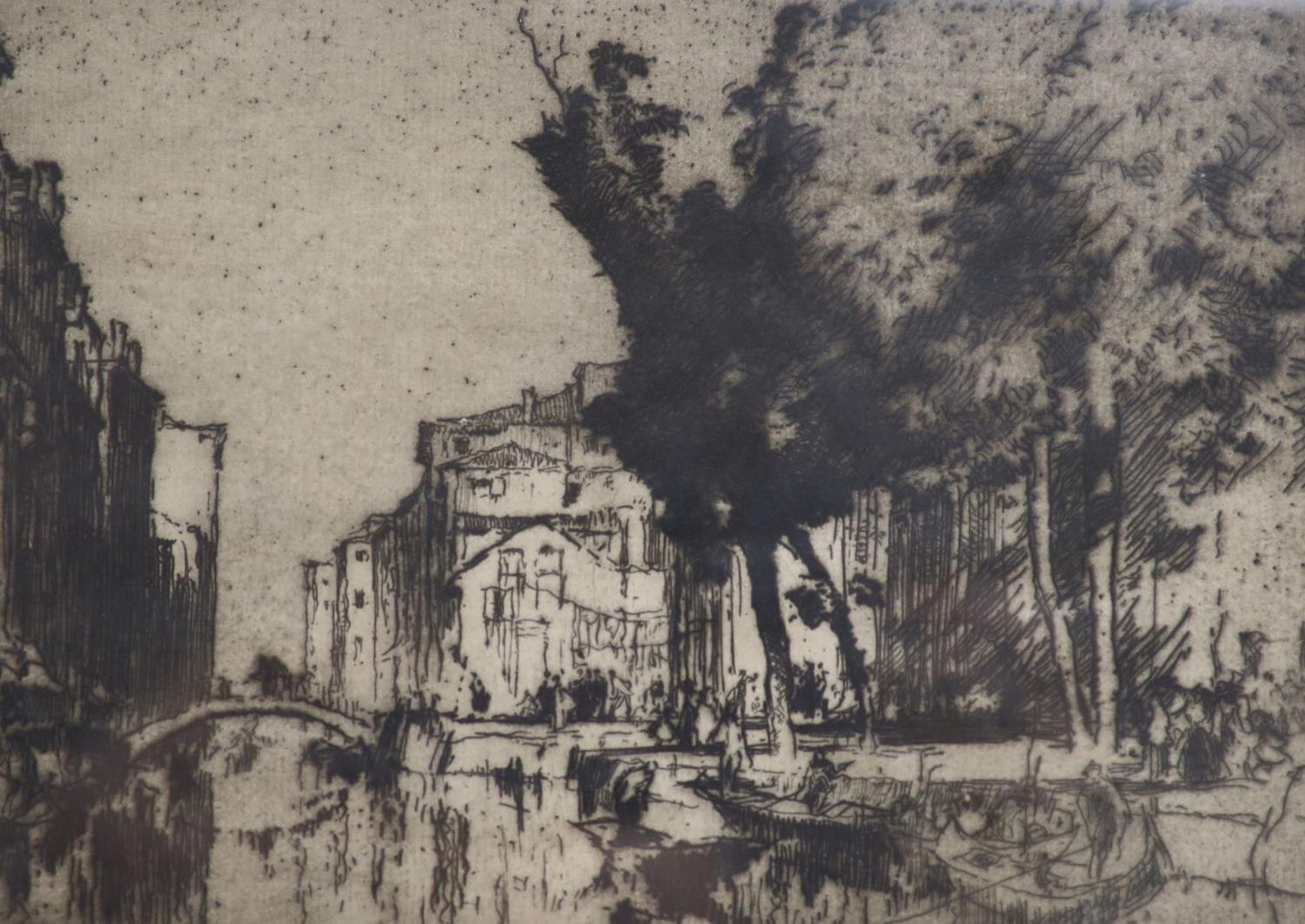 Frank Brangwyn (1867-1956) - drypoint etching, ‘’Town canal with bridge’’, signed in pencil, 16 x - Image 2 of 3