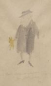 Sir Hugh Casson (1910-1999), caricature sketch, with monogram, letter verso, on Royal Academy of