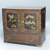 A Japanese lacquer and abalone inlaid table cabinet, 36.5cm wide