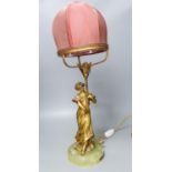 A gilt bronze figural table lamp on onyx base ‘GRAZIELLA par Mednat’58cm incl shade