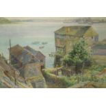 W. Cecil Dunford (1885-1969), watercolour, Boat Building Sheds, Falmouth, signed, 35 x 52cm.