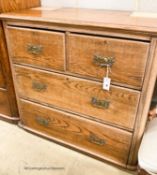 A late Victorian oak chest of drawers (formerly a dressing chest), width 96cm, depth 50cm, height