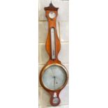 A George III satinwood wheel barometer, height 108cm