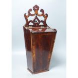 A George III mahogany and rosewood banded hanging candle box, 48.5cm