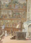 A Marrani, watercolour, cathedral interior, signed, 56 x 40cm.