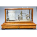 A mahogany cased barograph by Negretti & Zambra No C.13658 with spare graph paper in drawer37cm