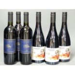 Three bottles of De Bortoli Melba Reserve Cabernet Sauvignon-Yarra Valley, 2001 and three bottles