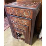 A 1920's quartetto nest of tables decorated with faux hardstone, width 46cm, depth 34cm, height