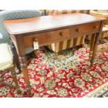 A Victorian mahogany two drawer side table, width 106cm, depth 52cm, height 73cm