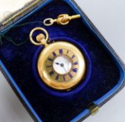 A cased late Victorian 18ct gold half hunter pocket watch, by Carrington & Co, with signed