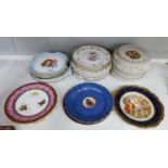 A collection of 19th/20th century Continental porcelain wall plates including a Royal Worcester