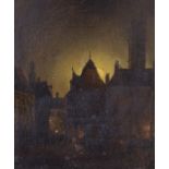 19th Dutch School, oil on board, moonlit scene, 17 x 14cm.